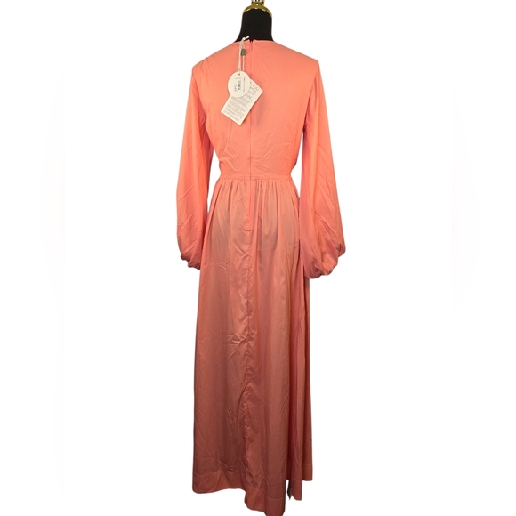 NWT $375 Staud Tangier Ruched Cutout Balloon Sleeve Maxi Dress Coral Size M - Picture 16 of 16